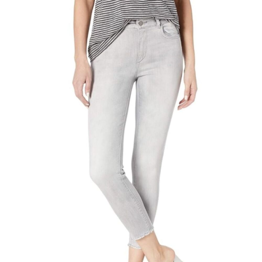 DL1961 Florence Light Gray Cropped Raw Hem Jeans Size 29